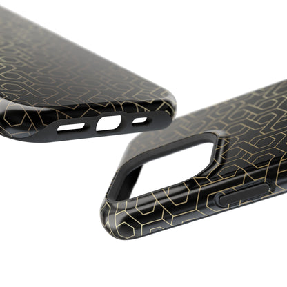 Black and Gold ⭐️ Geometric Design Iphone Magnetic Tough Case