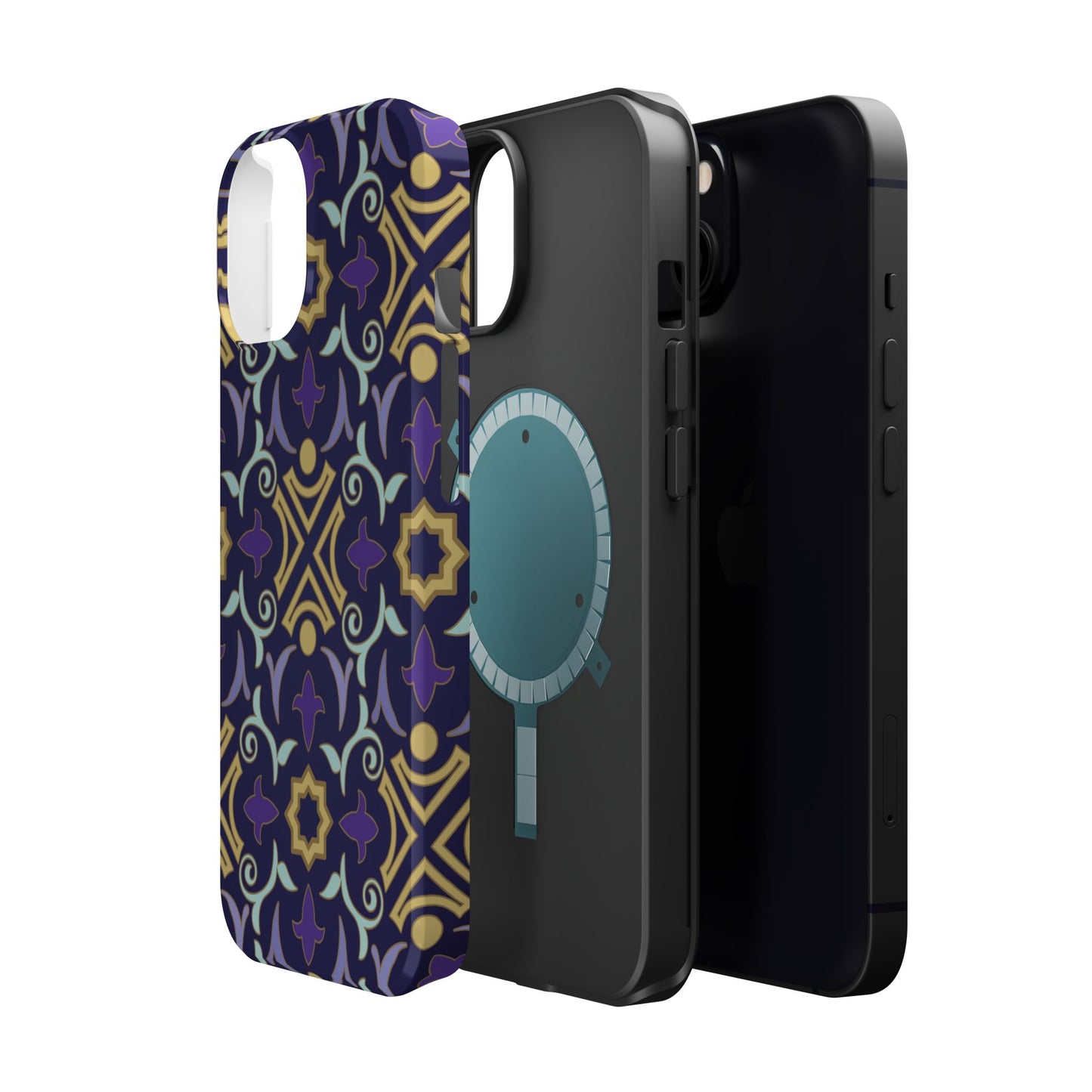 Geometric Purple and Gold Design Iphone Magnetic Tough Case
