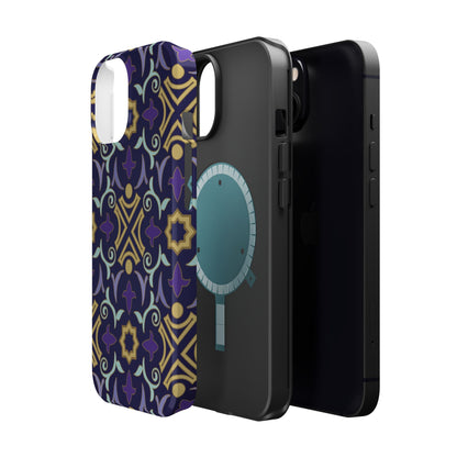 Geometric Purple and Gold Design Iphone Magnetic Tough Case