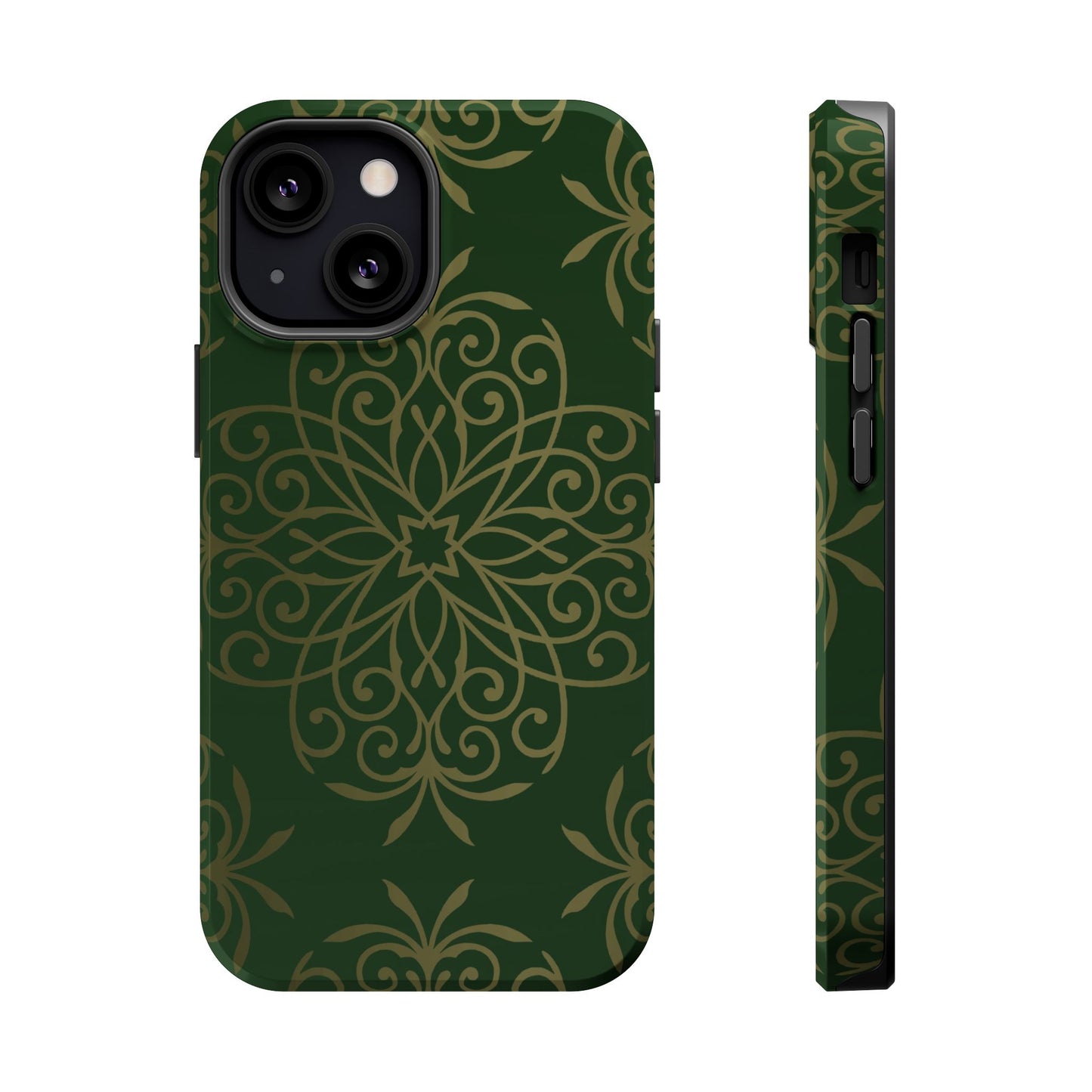 Gold and Green Flowery Design - Iphone Magnetic Tough Case