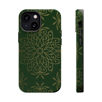 Gold and Green Flowery Design - Iphone Magnetic Tough Case