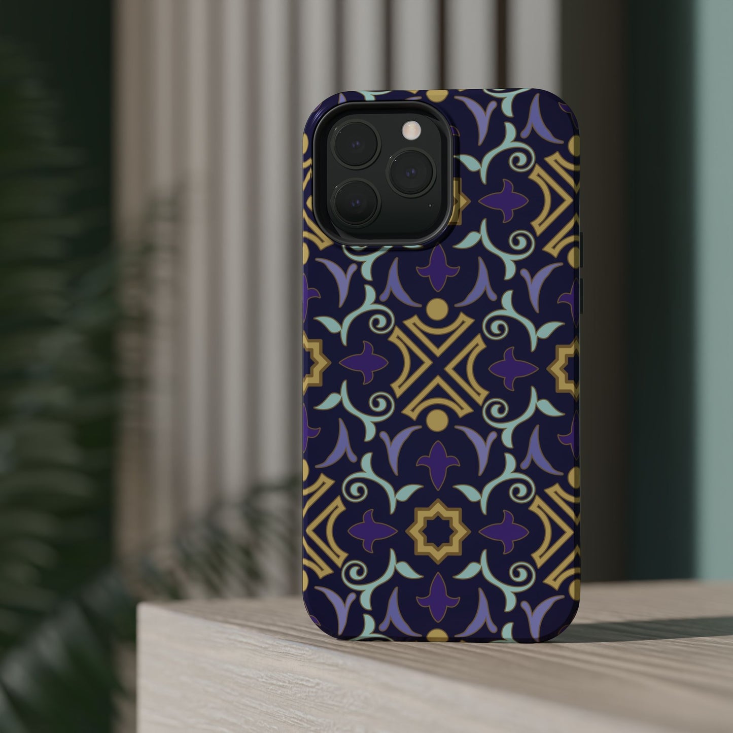 Geometric Purple and Gold Design Iphone Magnetic Tough Case
