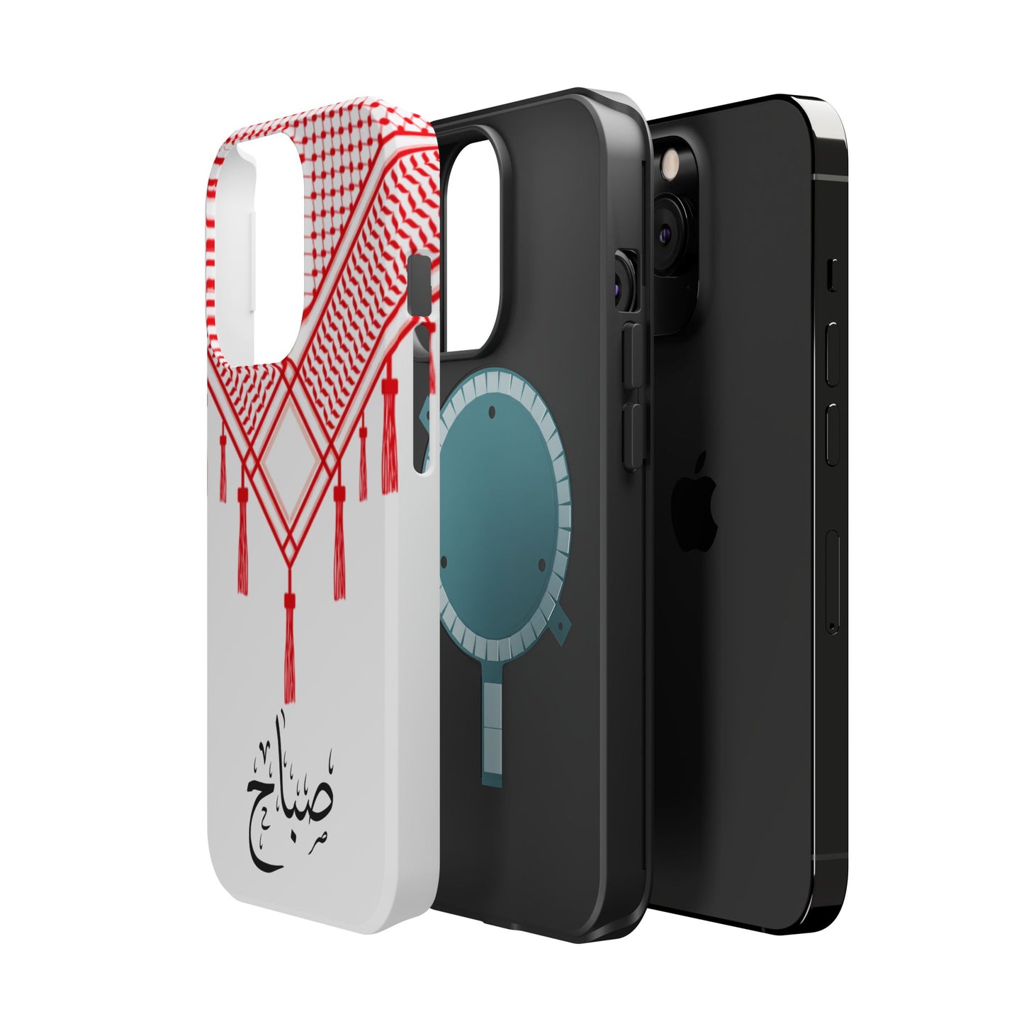 Personalized Arabic Calligraphy - Iphone Magnetic Impact-Resistant Phone Case - Red and White Shmagh Design
