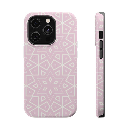 Pink and White Geometric Design Iphone Magnetic Tough Case
