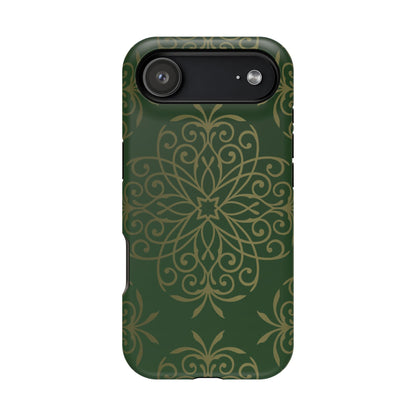 Gold and Green Flowery Design - Iphone Magnetic Tough Case