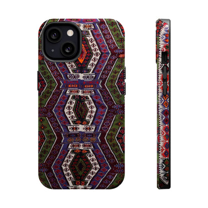 Purple and Green Geometric  Design - Iphone Magnetic Tough Case