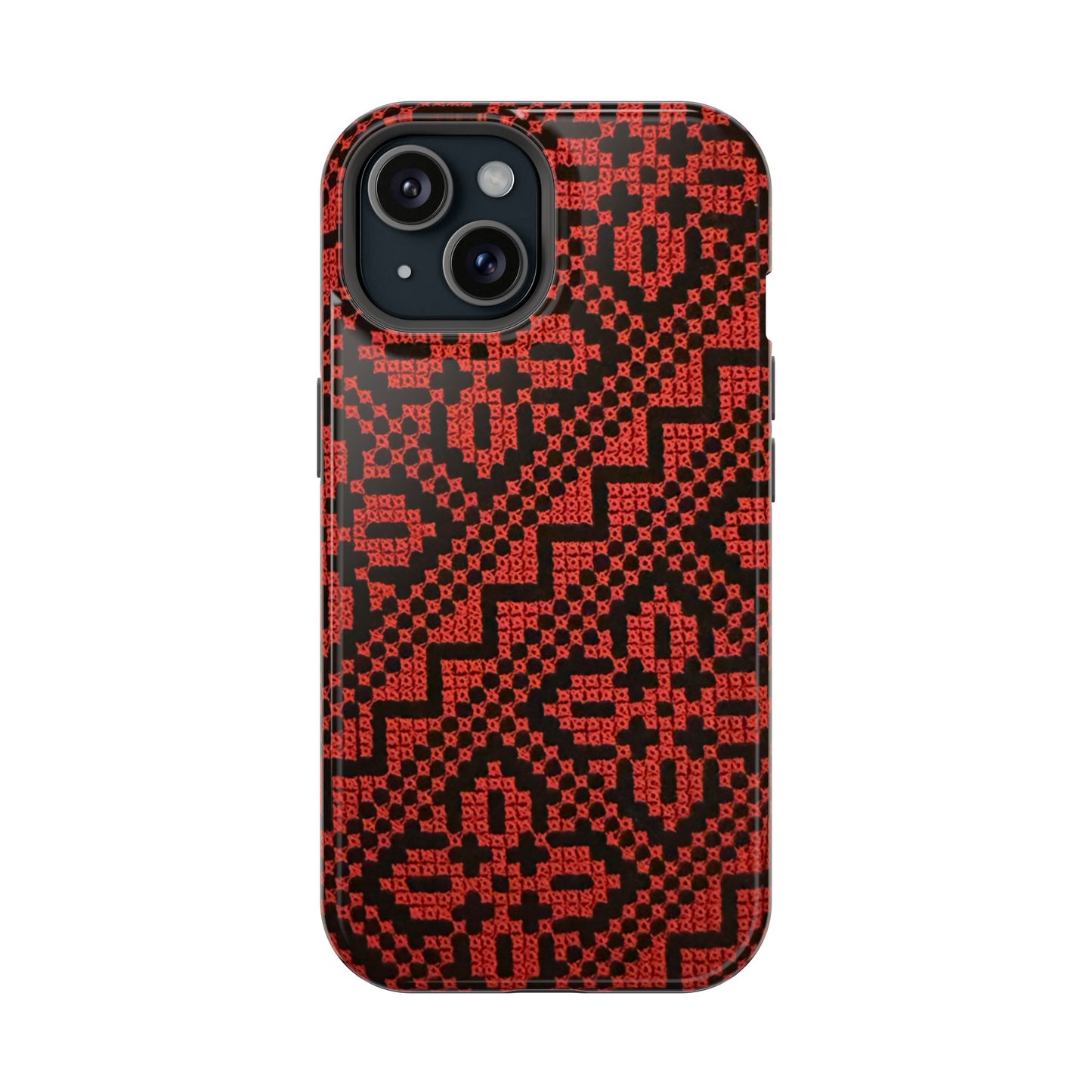 Red and Black Tatreez Design - Iphone Magnetic Tough Case