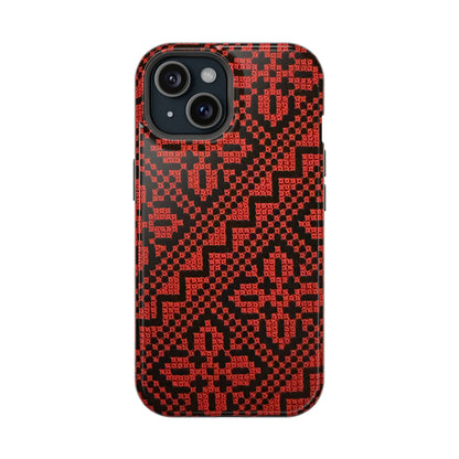 Red and Black Tatreez Design - Iphone Magnetic Tough Case