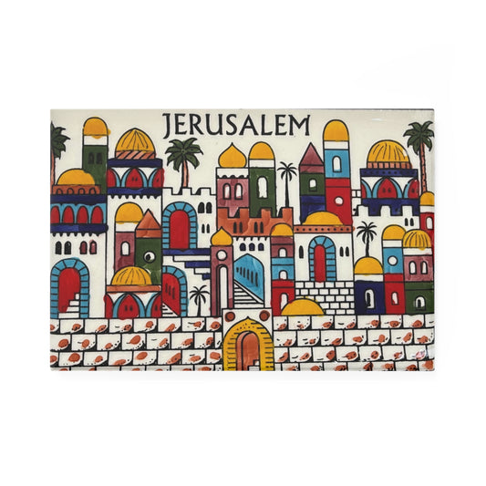Jerusalem-Themed Button Magnet, Decorative Fridge Magnet, Art Magnet, Souvenir Gift, Home Decor, Travel Memorabilia