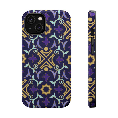 Geometric Purple and Gold Design Iphone Magnetic Tough Case