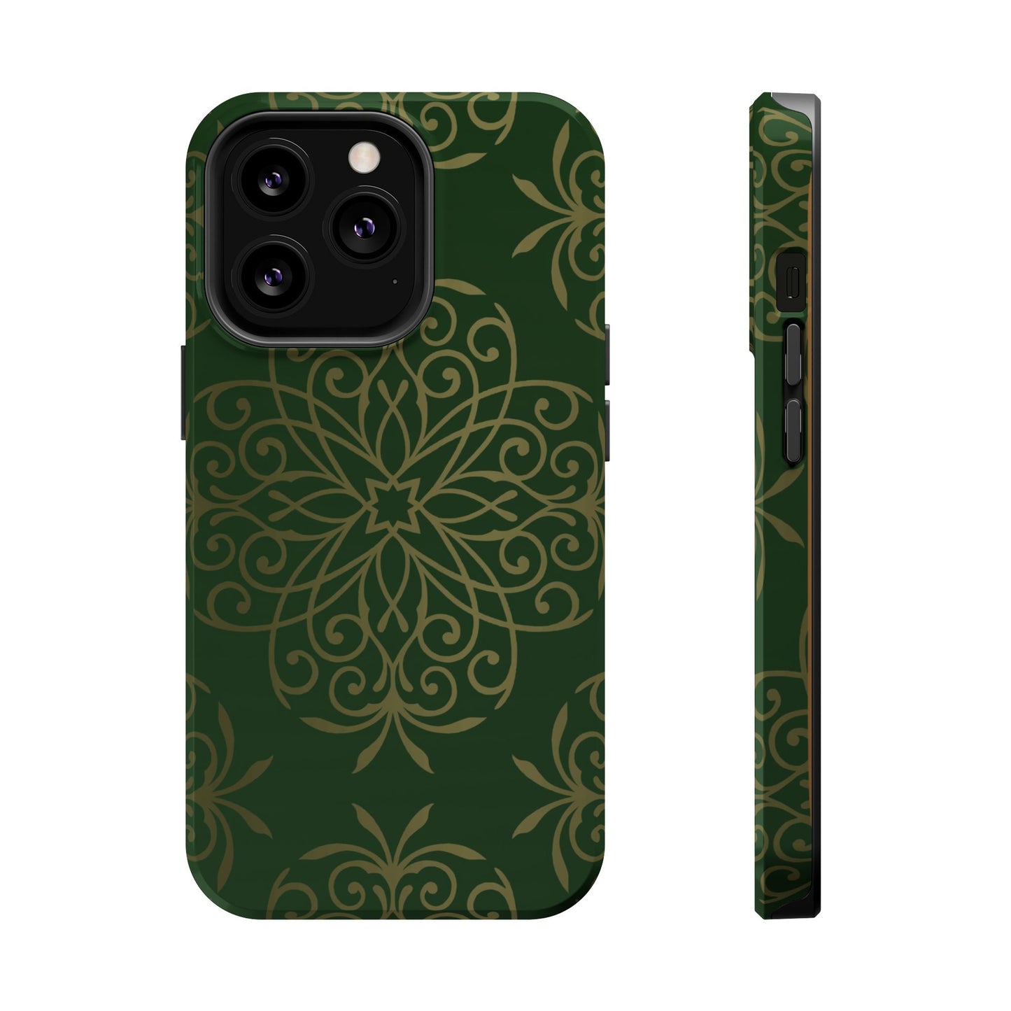 Gold and Green Flowery Design - Iphone Magnetic Tough Case
