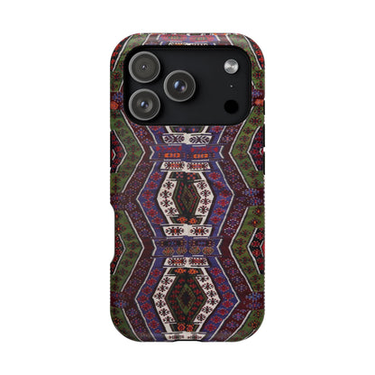 Purple and Green Geometric  Design - Iphone Magnetic Tough Case