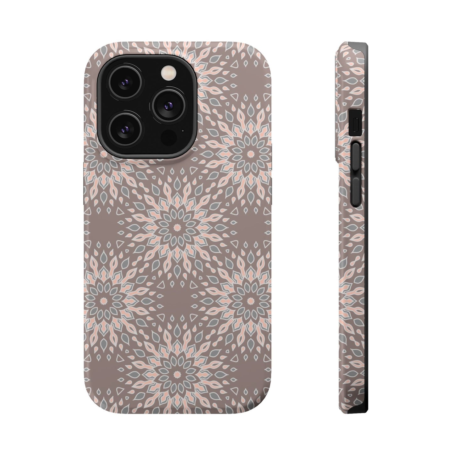Beige Floral Design - Iphone Magnetic Tough Case