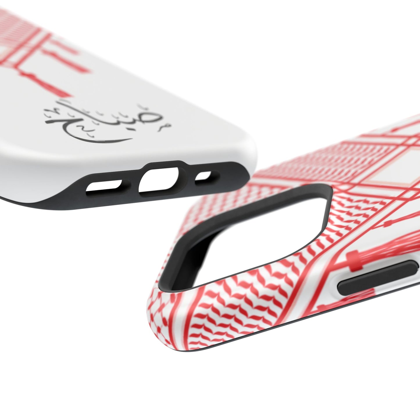 Personalized Arabic Calligraphy - Iphone Magnetic Impact-Resistant Phone Case - Red and White Shmagh Design