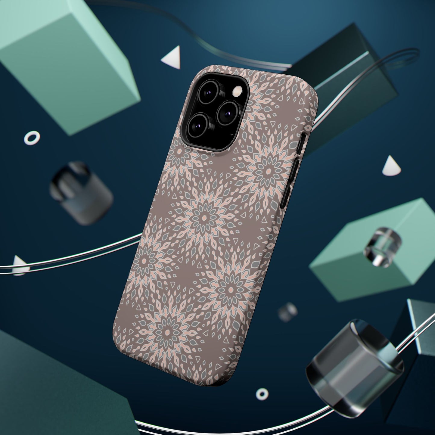 Beige Floral Design - Iphone Magnetic Tough Case