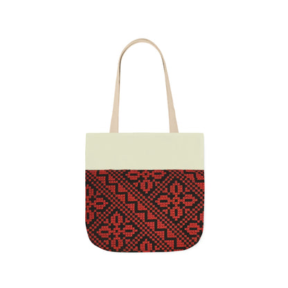 Red and Black Tatreez Designs Tote Bag