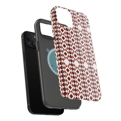 Red and White geometric Design Iphone Magnetic Tough Case
