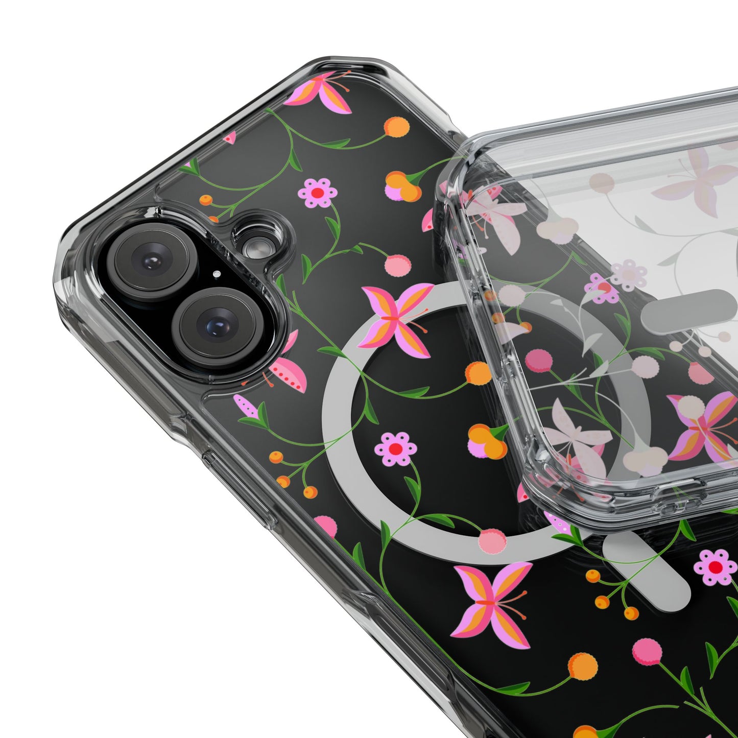 Pink Floral Garden  MagSafe Clear Phone Case