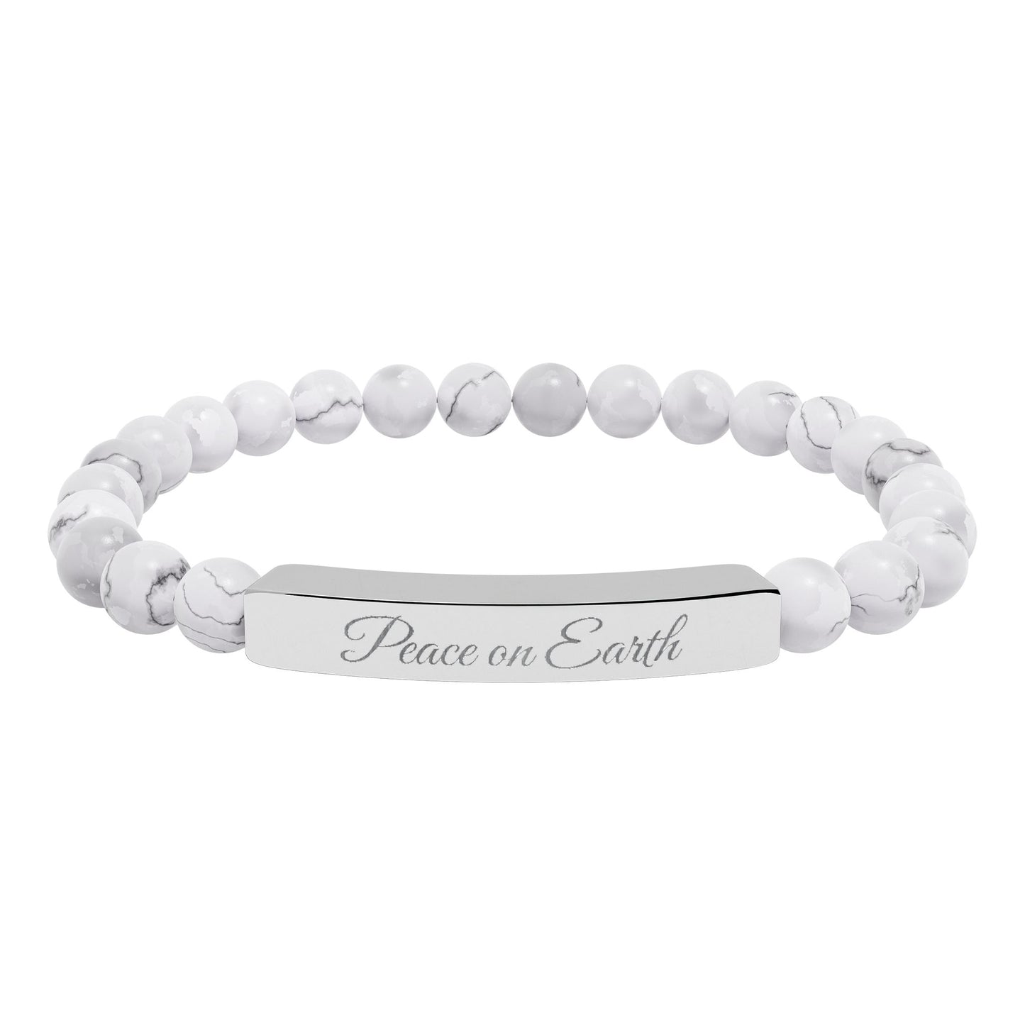 “Peace on Earth 🌍 ” Engraved Natural Stone Bracelet - Meaningful Gift for Mindfulness and Style