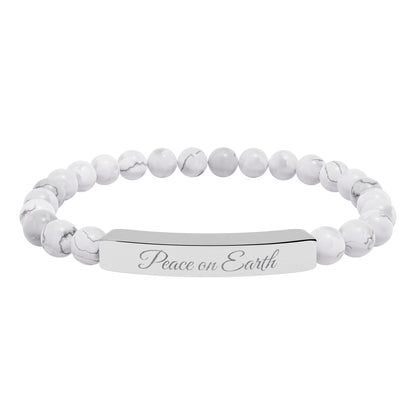 “Peace on Earth 🌍 ” Engraved Natural Stone Bracelet - Meaningful Gift for Mindfulness and Style