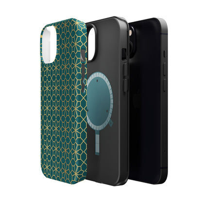 Gold and Green Flower Design - Iphone Magnetic Tough Case