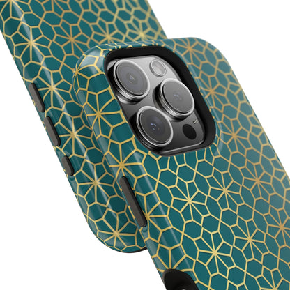 Gold and Green Flower Design - Iphone Magnetic Tough Case