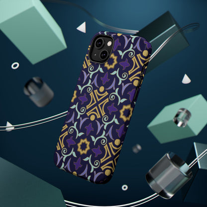 Geometric Purple and Gold Design Iphone Magnetic Tough Case