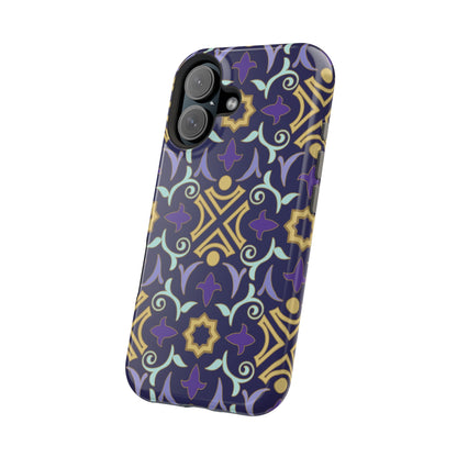 Geometric Purple and Gold Design Iphone Magnetic Tough Case