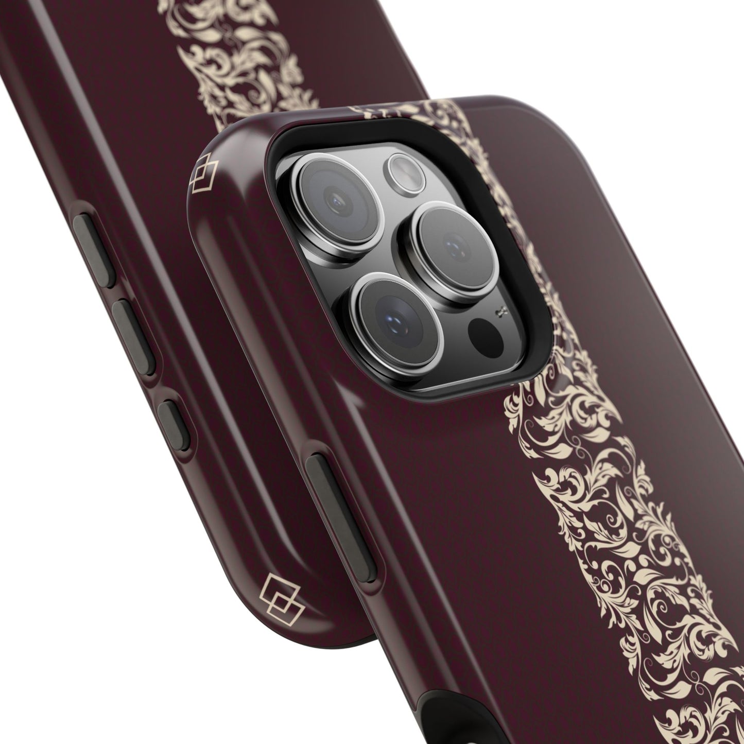 Red Dark and Beige geometric Design Iphone Magnetic Tough Case