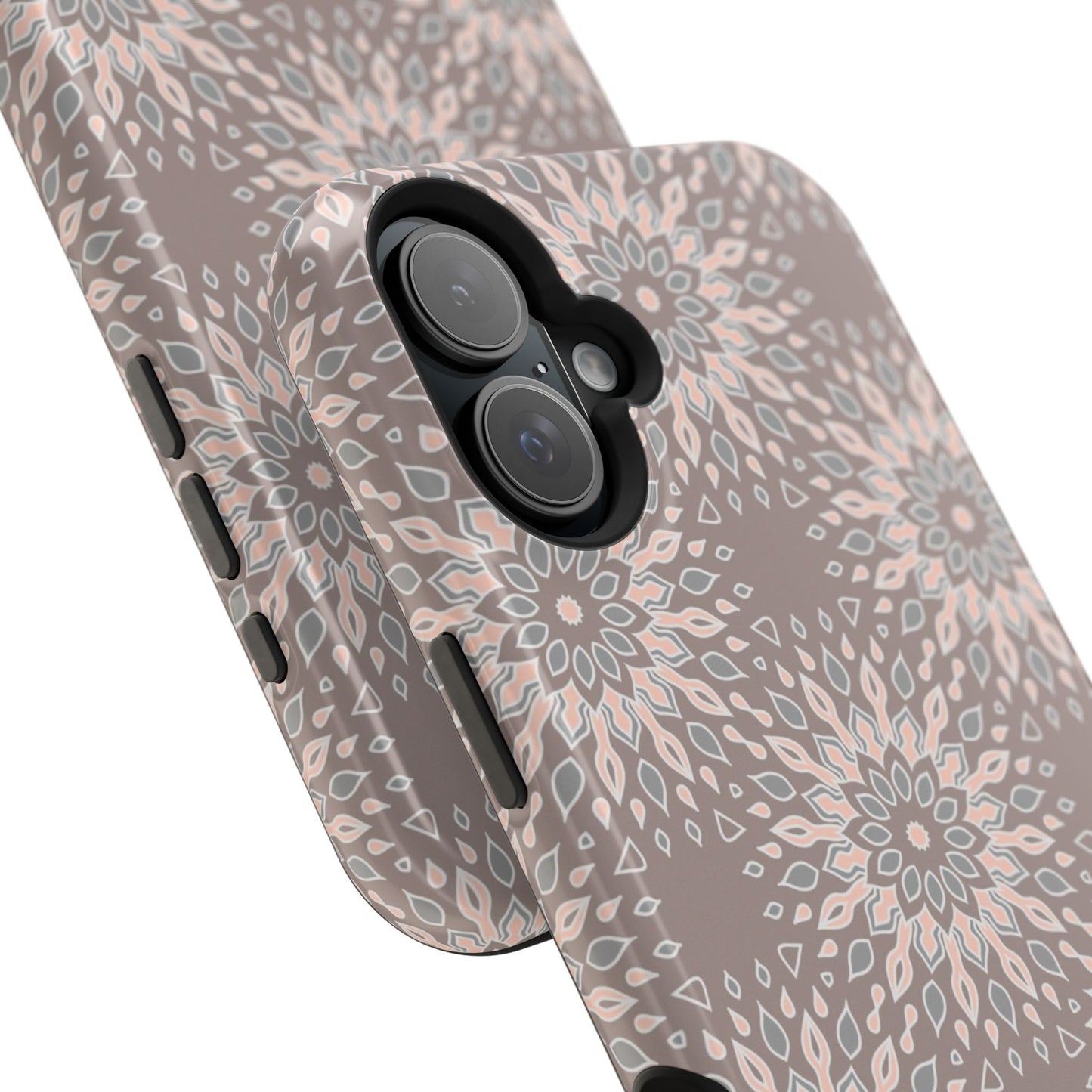 Beige Floral Design - Iphone Magnetic Tough Case
