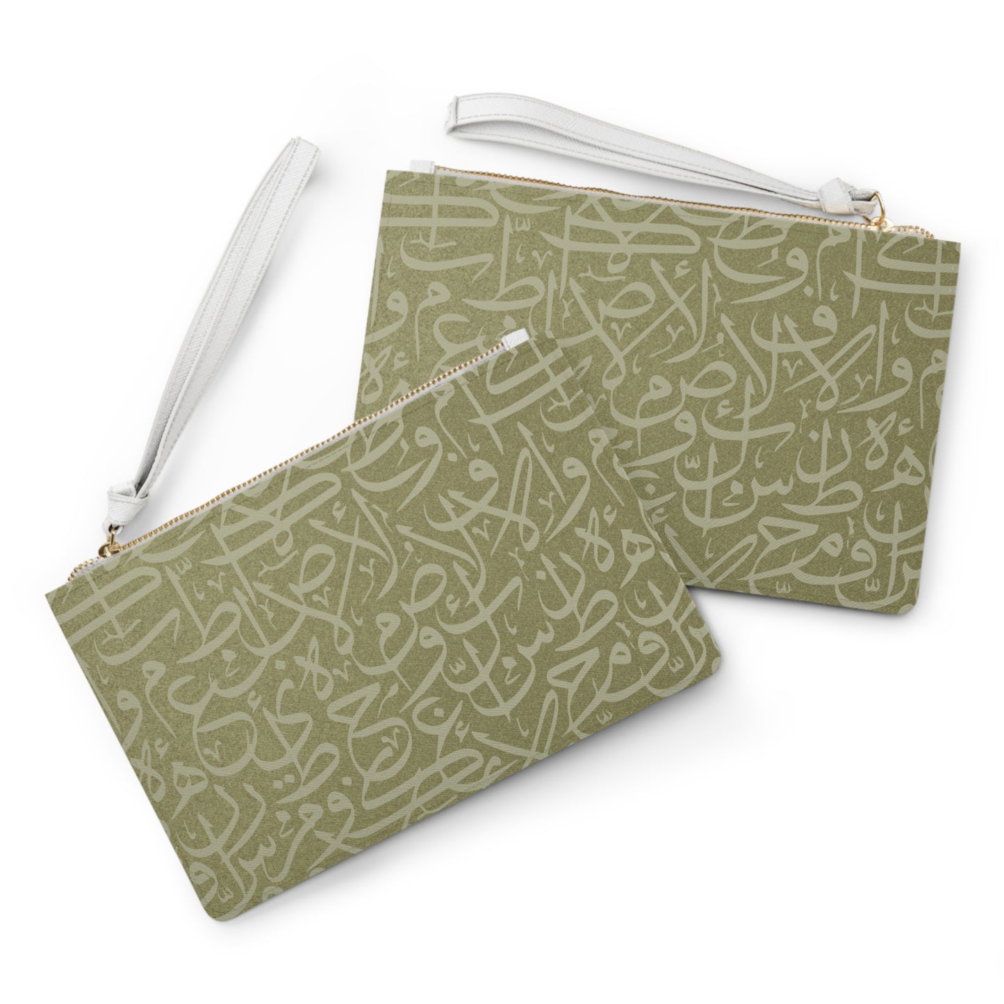 Large* Olive Arabic Calligraphy Design Themed Clutch Bag, Stylish Purse