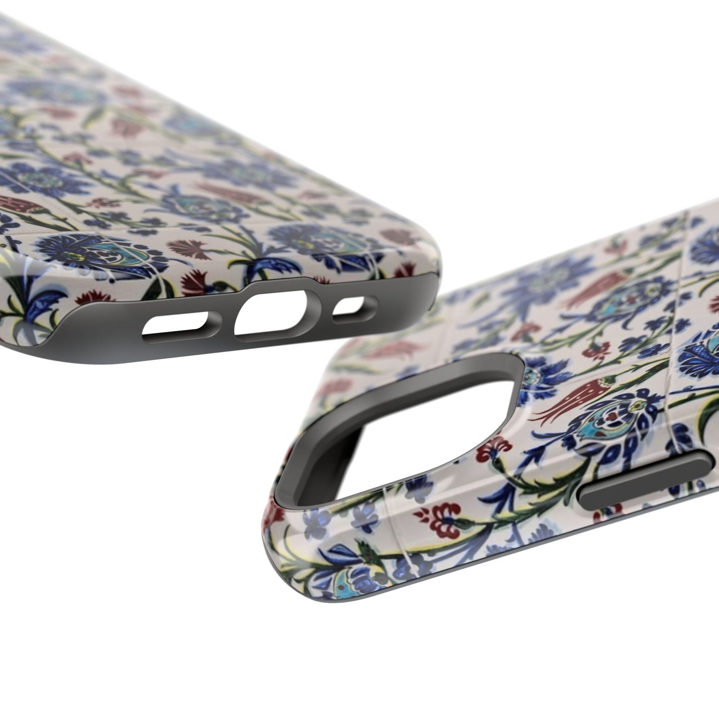 Blue ceramic Floral Design - Iphone Magnetic Tough Case