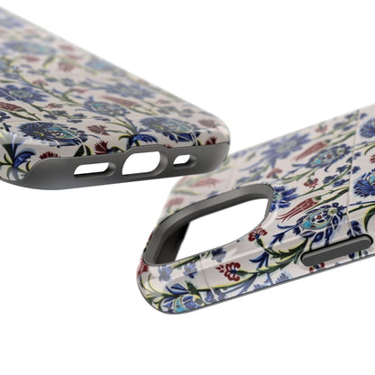 Blue ceramic Floral Design - Iphone Magnetic Tough Case