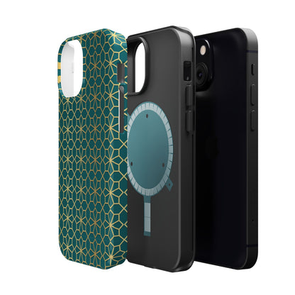 Gold and Green Flower Design - Iphone Magnetic Tough Case