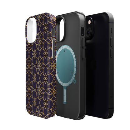 Gold and Purple Geometric Design Iphone Magnetic Tough Case
