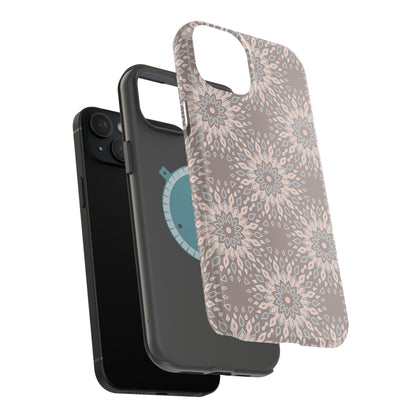 Beige Floral Design - Iphone Magnetic Tough Case