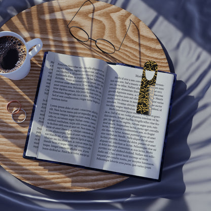 Black and Gold Arabic Letters Bookmark - Stylish Metal Page Holder