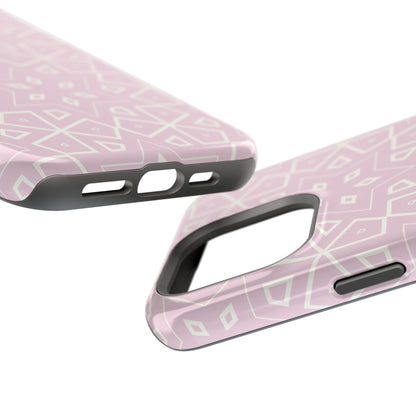 Pink and White Geometric Design Iphone Magnetic Tough Case