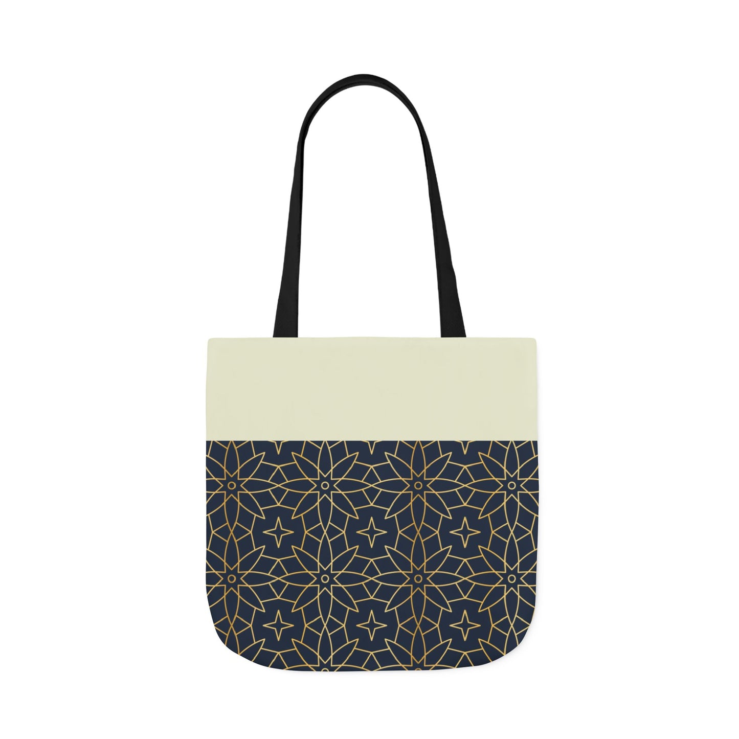 Navy and Gold Star ⭐️ Geometric  Tote Bag, 2-Color Strap