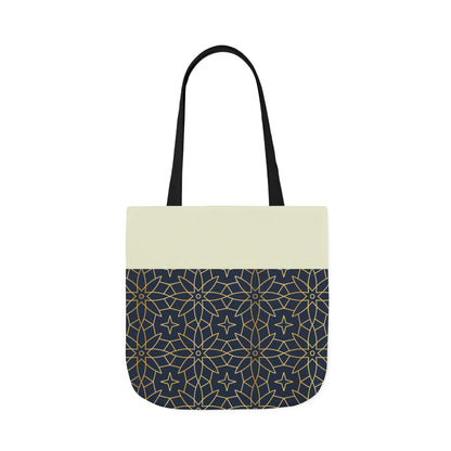 Navy and Gold Star ⭐️ Geometric  Tote Bag, 2-Color Strap