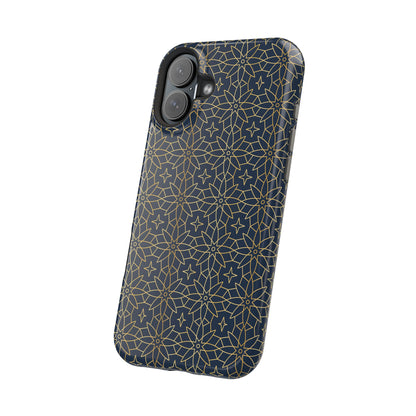 Navy and Gold Geometric Design Iphone Magnetic Tough Case