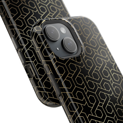 Black and Gold ⭐️ Geometric Design Iphone Magnetic Tough Case