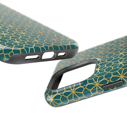 Gold and Green Flower Design - Iphone Magnetic Tough Case
