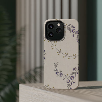 Purple Floral Design - Iphone Magnetic Tough Case