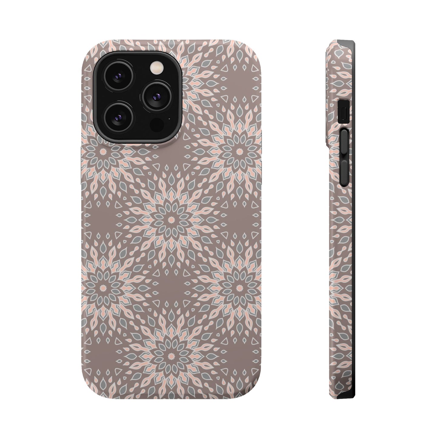 Beige Floral Design - Iphone Magnetic Tough Case