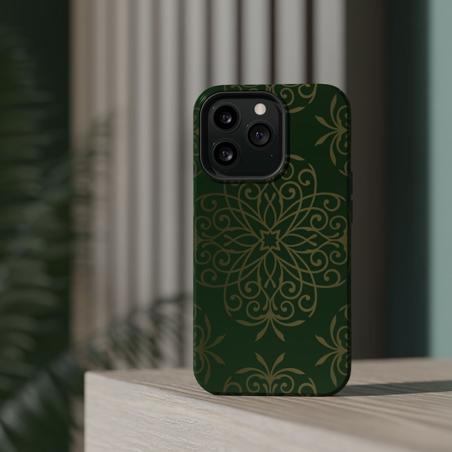 Gold and Green Flowery Design - Iphone Magnetic Tough Case