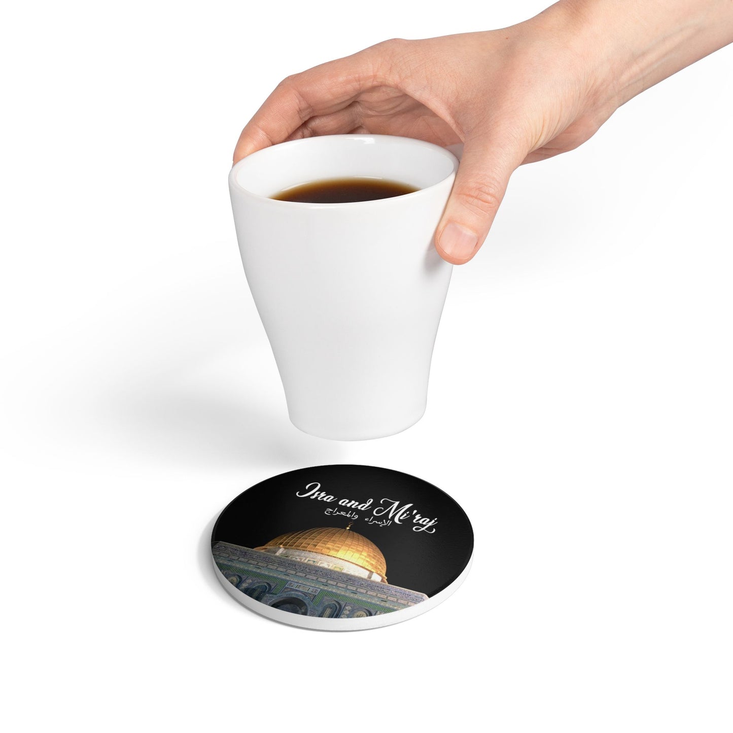 Isra and Mi3raj Ceramic Coaster