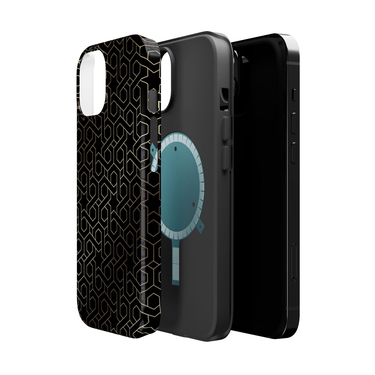 Black and Gold ⭐️ Geometric Design Iphone Magnetic Tough Case