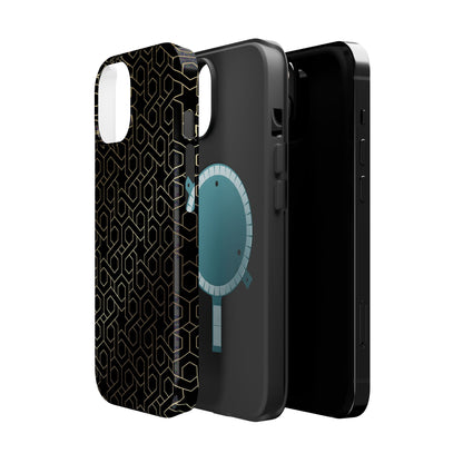 Black and Gold ⭐️ Geometric Design Iphone Magnetic Tough Case