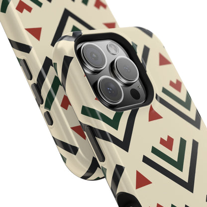 Red Black Green Geometric Design Iphone Magnetic Tough Case